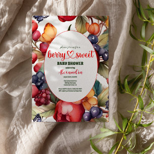 Invitation Blue Blueberry Berry Baby shower sucré