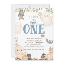 Blue Boho Fantôme Un 1er Anniversaire Mignon 