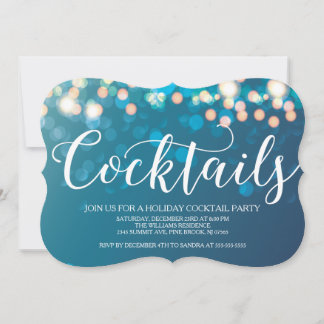 Invitation Blue Bokeh Cocktail Party