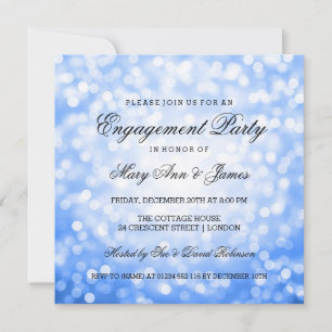Invitation Blue Bokeh Lights Elegance Engagement Party