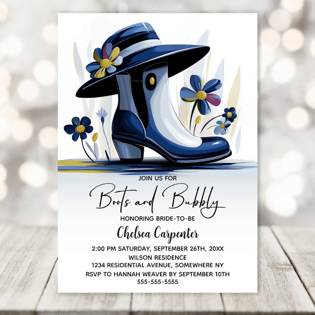 Invitation Blue Boots and Bubbly Bridal Shower (Créateur téléchargé)