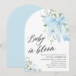 Invitation Blue Bow Baby in Floral Boy Arch Baby shower