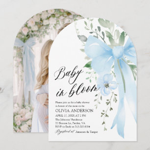 Invitation Blue Bow Baby in Floral Boy Arch Baby shower