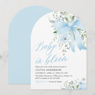 Invitation Blue Bow Baby in Floral Boy Arch Baby shower