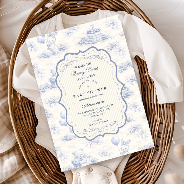 Invitation Blue Bow Blueberry Garden Baby Shower (Créateur téléchargé)