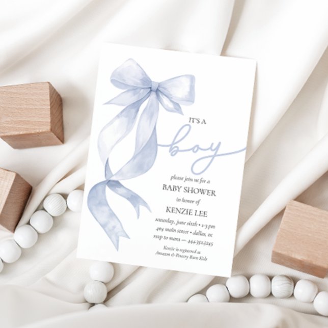 Invitation Blue Bow C'est un Baby shower garçon (Créateur téléchargé)