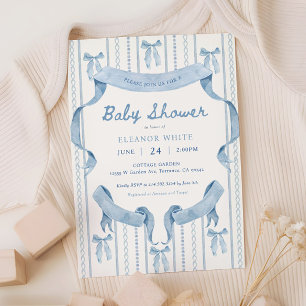 Invitation Blue Bow Coquette Blue Boy baby shower