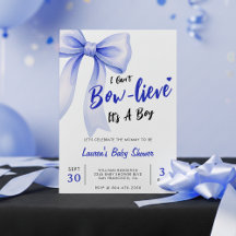 Blue Bow Cute It's a Boy Baby Shower