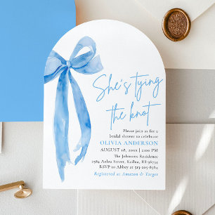 Invitation Blue Bow Elle noue la Fête des mariées de noeud
