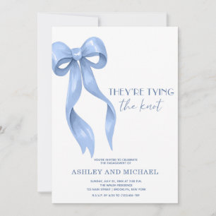 Invitation Blue Bow Ils lient la partie de l'engagement du no