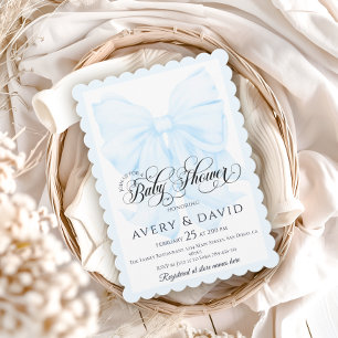 Invitation Blue Bow moderne élégant bébé garçon douche