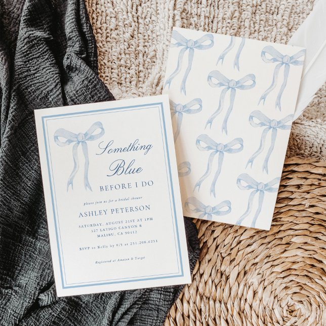Invitation Blue Bow quelque chose de bleu avant de faire Fête (Créateur téléchargé)