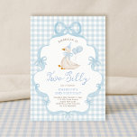Invitation Blue Bow Silly Goose Balloon Kids 2e anniversaire<br><div class="desc">Célébrez le 2e anniversaire de votre petite fille avec charme et des lunettes en utilisant notre invitation "Silly Goose"! Doté d'une oie d'aquarelle fantaisie dans un casquette de fête, de rubans bleus délicats et d'un pastel doux en vichy arrière - plan, cette invitation est parfaite pour une fête douce et...</div>