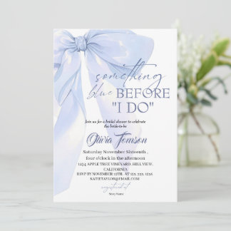 Invitation Blue Bow Something Blue Before I DO Bridal Shower