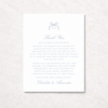 Blue Bow Wedding Thank You Card
