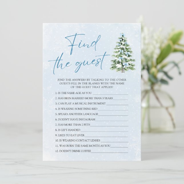 Invitation Blue Bows Christmas Find the Guest Baby Shower (Debout devant)