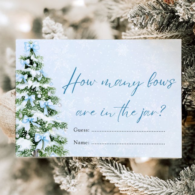 Invitation Blue Bows Christmas How Many Bows Baby Shower Game (Blue Bows Christmas How Many Bows Baby Shower Game)