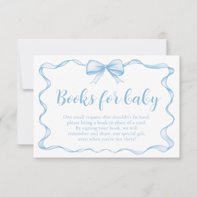Invitation Blue Boy Boy Ribbon Baby shower Livres pour bébé (Devant)