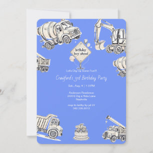 Invitation Blue Boy Construction fête d'anniversaire