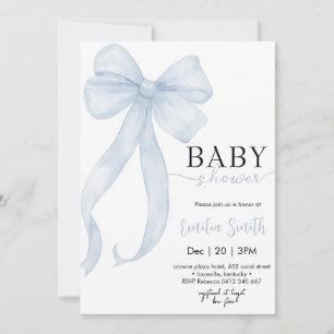 Invitation Blue Boy Coquette Bow Baby shower