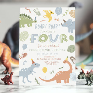 Invitation Blue Boy Dinosaur 4e anniversaire