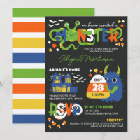 Blue Boy Monster Typographie Baby shower Halloween