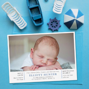 Invitation Blue Boy Post Baby shower de naissance Photo Sip &