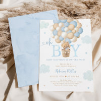 Blue Boy Teddy Bear Hot Air Baby shower