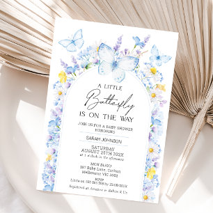 Invitation Blue Boys Fleur sauvage Petit Papillon Baby shower