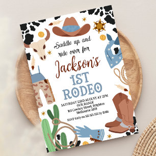 Invitation Blue Brown Saddle Up Premier Rodéo 1er Anniversair
