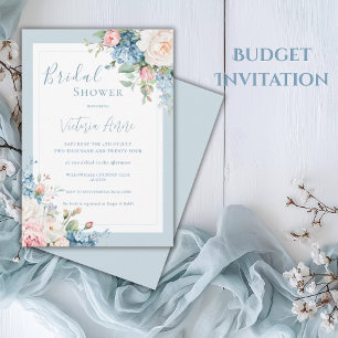 Invitation Blue Budget Floral Hydrangea Élégante Fête des mar