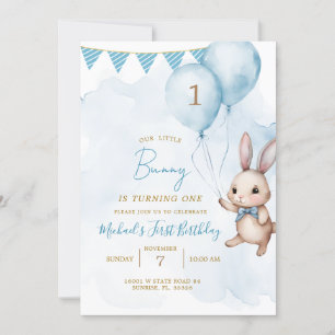 Invitation Blue Bunny Pâques fête d'anniversaire
