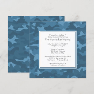 Invitation Blue Camo Baby Boy Douche ou fête