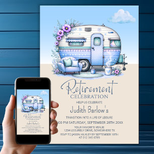 Invitation Blue Caravan Retraite Party