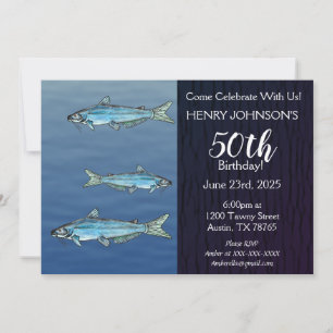 Invitation Blue Catfish Pêche à thème Anniversaire