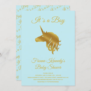 Invitation Blue C'est un garçon Unicorn Baby shower Invitatio