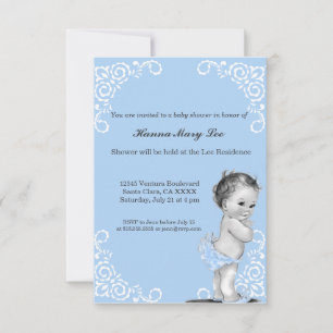 Invitation Blue Chalkboard Vintage Baby Shower Invite