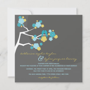 Invitation Blue Cherry Blossoms Inséparables Mariage Invitati