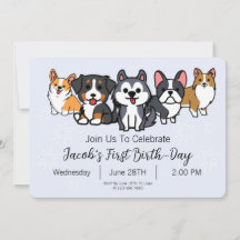 Blue - Chien Chiot Anniversaire Fête Paw ty Invita