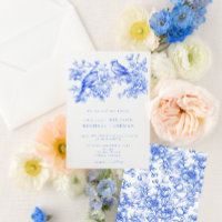 Blue Chinoiserie Inséparables Vintages Mariage