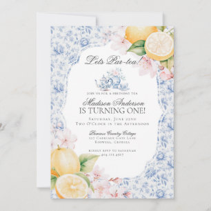 Invitation Blue Chinoiserie Tea Party Anniversaire Toile