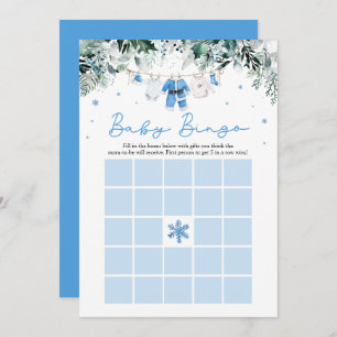 Invitation Blue Christmas Père Noël Baby Bingo Baby shower Je