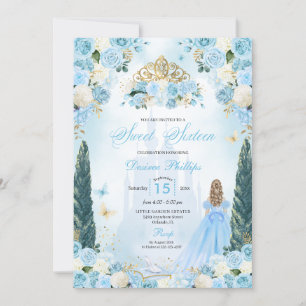 Invitation Blue Cinderella Fairytale Princess Sweet sixteen