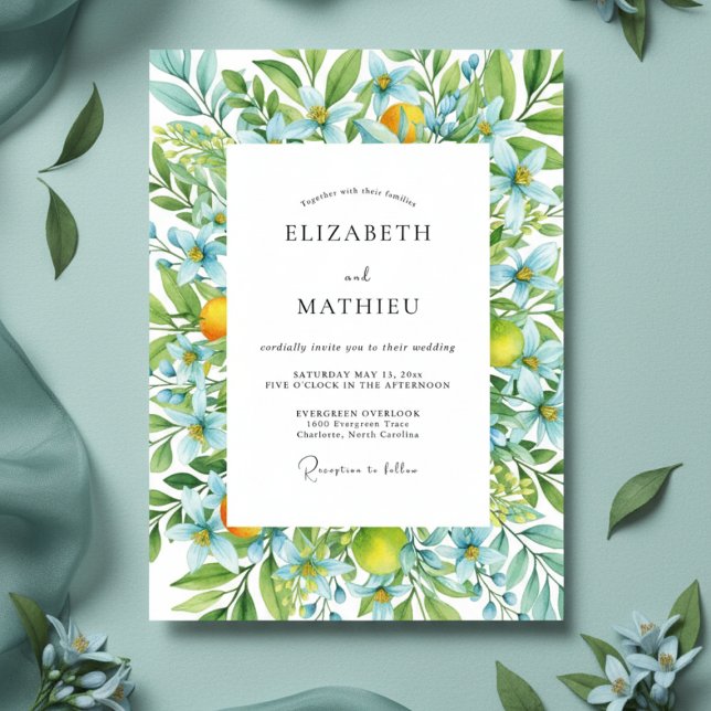 Invitation Blue Citrus Floral Whimsy Wedding (Créateur téléchargé)