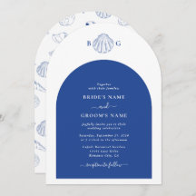 Blue Clam Seashells Coastal Seaside Beach Wedding 