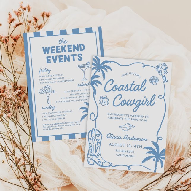 Invitation Blue Coastal Cowgirl Bachelorette Party (Créateur téléchargé)