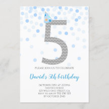 Blue Confetti Boy Party 5e anniversaire