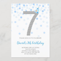 Blue Confetti Boy Party 7e anniversaire