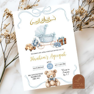 Invitation Blue Coquette Baby Carriage Baby shower arabe