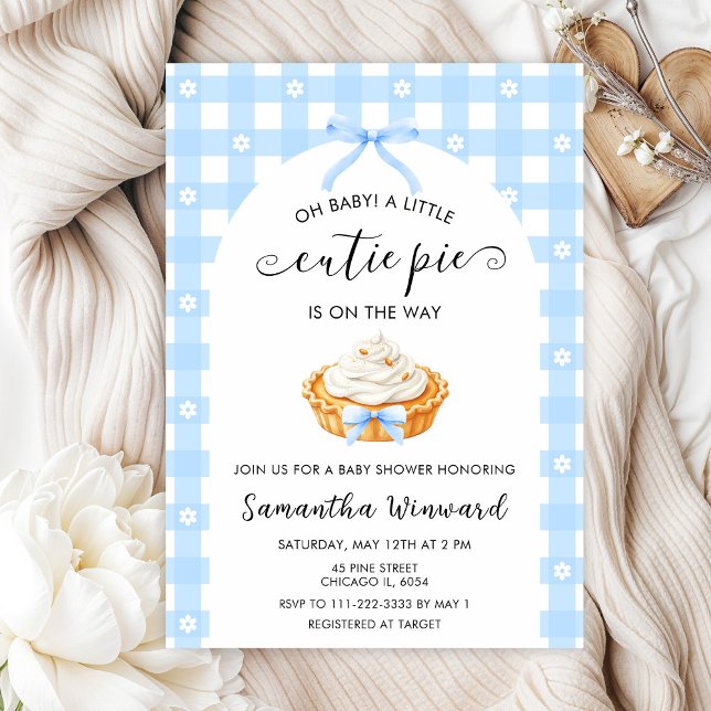 Invitation Blue Coquette Cutie Pie Baby Shower (Créateur téléchargé)